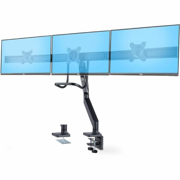 StarTech.com Crossbar Triple Monitor Desk Mount For Up To 3x 27in Screens, VESA 75x75/100x100, Tool-Less Arm Adjustments, C-Clam