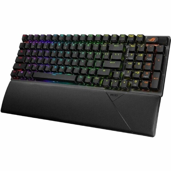 Asus ROG Strix Scope II 96 Wireless Gaming Keyboard - Wired/Wireless Connectivity - USB 2.0 Type A Interface - RGB LED - Black - Mechanical Keyswitch