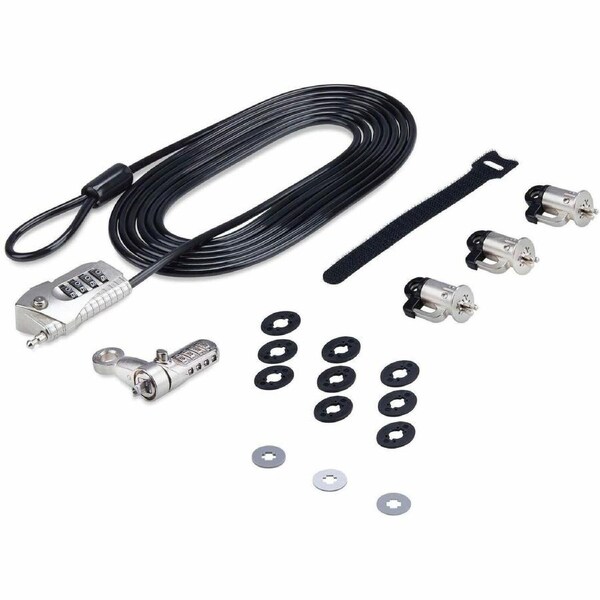 StarTech.com Laptop/Desktop & Peripheral Lock Kit, 9.8ft (3m) Steel Cable, Theft-Deterring Security Lock, K-Slot, For 3x Devices