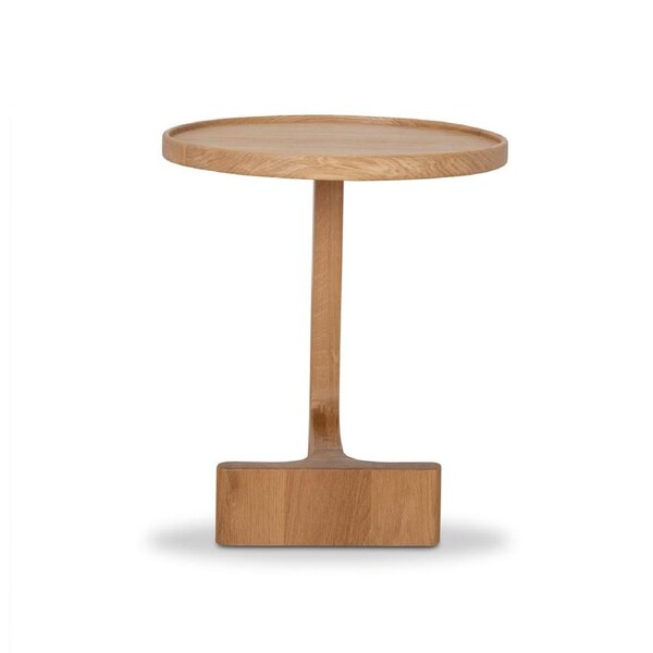 Lockyer 45cm Round Side Table - Natural Oak