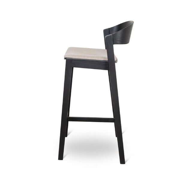 Davis Black Bar Stool - Grey Seat