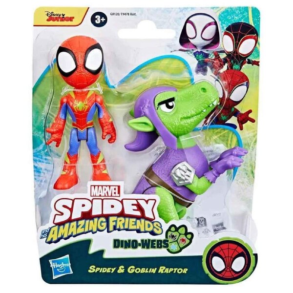 Marvel Spidey and His Amazing Friends Dino-Webs Spidey and Goblin Raptor