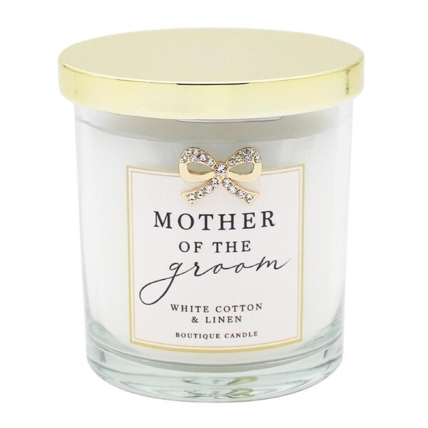 Gibson Gifts Jewelled Scented Candle White Cotton/Linen Scent Mother/Groom