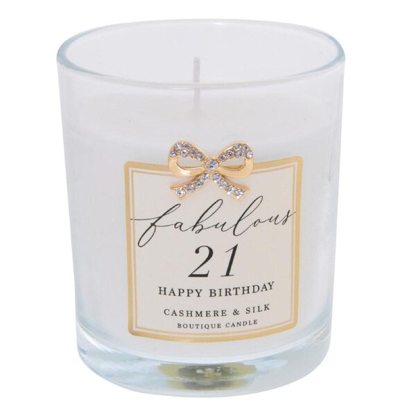 Gibson Gifts Jewelled Scented Candle Decor Cashmere/Silk Scent 21st Birthday