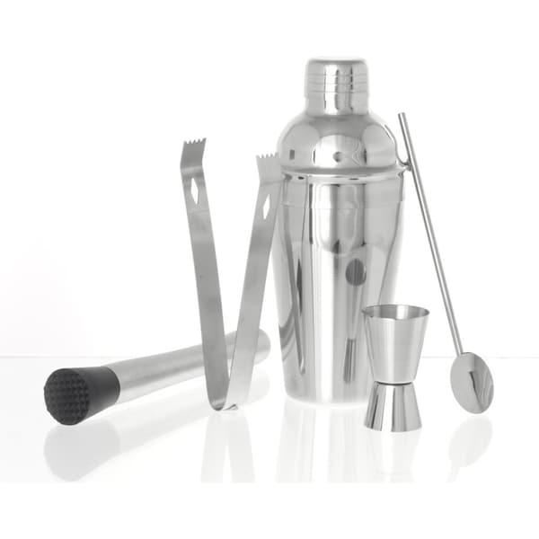 5pc Gibson Gifts Stainless Steel Cocktail Shaker Bartender Kit Set Assorted