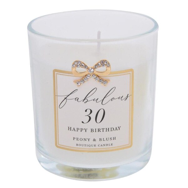 Gibson Gifts Jewelled Scented Candle Decor Peony/Blush Scent 30th Birthday