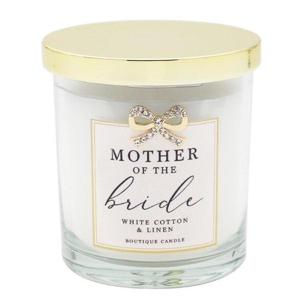 Gibson Gifts Jewelled Scented Candle White Cotton/Linen Scent Mother/Bride