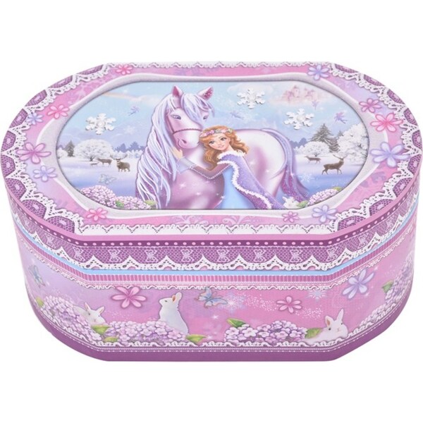 Gibson Gifts Girls Princess Oval Musical Jewelry Box Holder Organiser 15x11cm