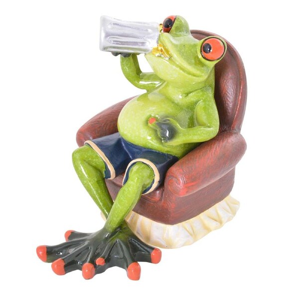 Gibson Gifts Funny Frog Beer Drinker Figurine Home Tabletop Fun Decor 12x12cm