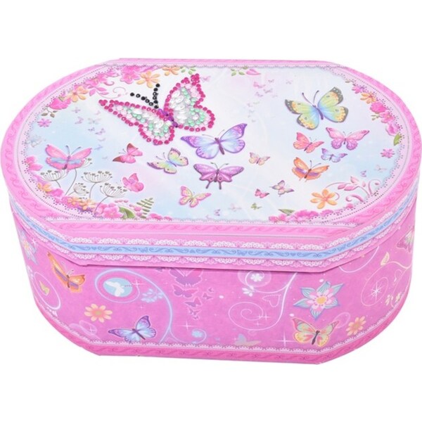 Gibson Gifts Girls Butterfly Oval Musical Jewelry Box Holder Organiser 11x17cm