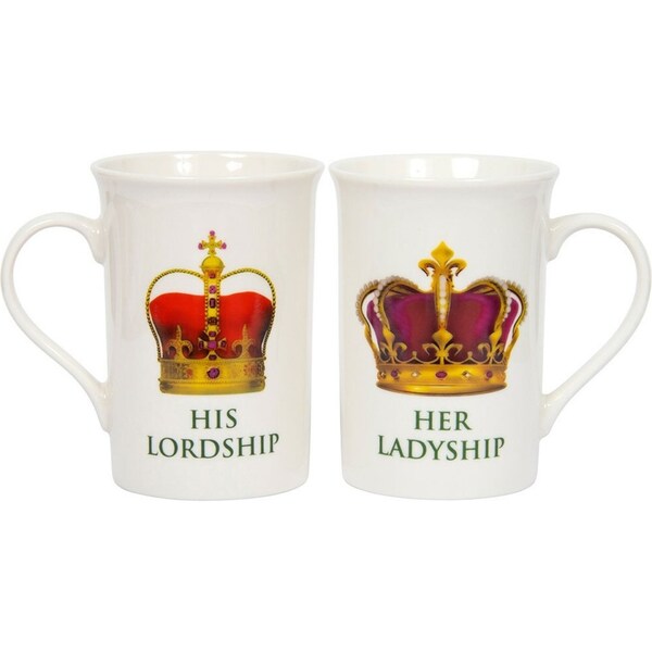 2pc Gibson Gifts Lordship & Ladyship Coffee Mug Water/Milk Cup Drinkware Set