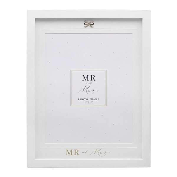 Gibson Gifts Jewelled Mr & Mrs Photo Frame 8x10" Picture Holder Rect White