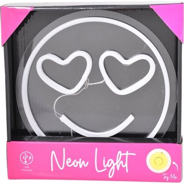 Gibson Gifts Smiley Face LED Neon Sign Light Stand Home Tabletop 22cm Decor