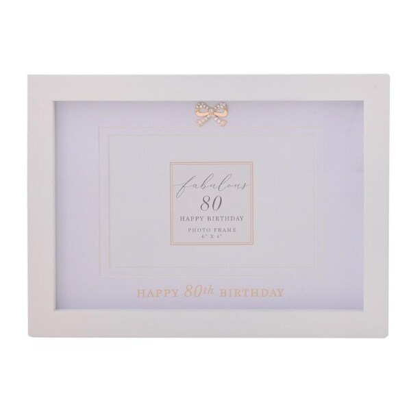 Gibson Gifts Jewelled 80th Picture Frame Decor Photo Holder 6x4" Rectangle