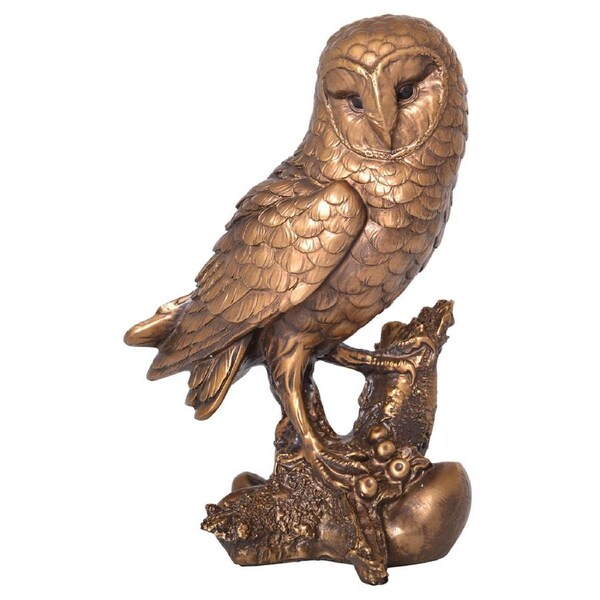 Gibson Gifts Owl On Branch Home Decor Tabletop Figurine Large 18cm Bronze