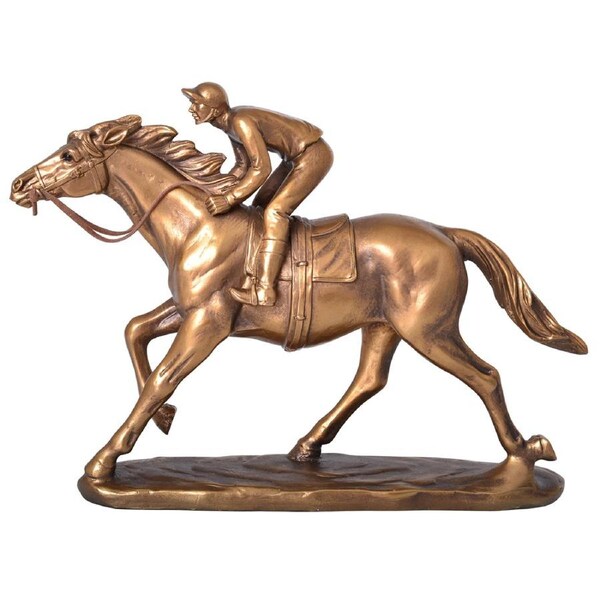 Gibson Gifts Jockey On Race Horse Home Decor Tabletop Display 27cm Bronze