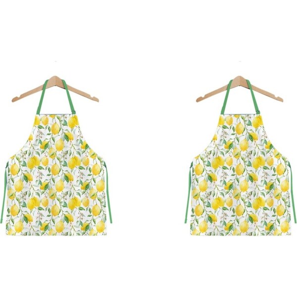 2x Gibson Gifts Lemon Grove Cotton Kitchen Chef Apron Cooking/Baking One Size