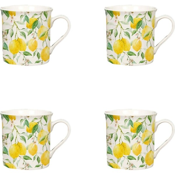 4x Gibson Gifts Lemon Grove Ceramic Tea/Coffee Mug Drink Cup Kitchen Drinkware