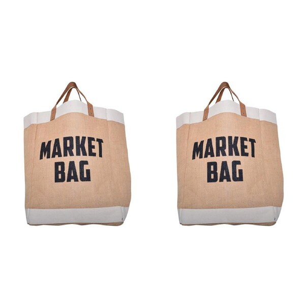 2x Gibson Gifts Eco Jute Market Bag Reusable Womens Shopping Carry Tote Large