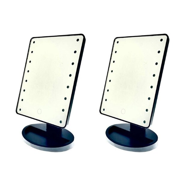 2x Gibson Gifts 16-LED Light Up Cosmetic/Makeup Vanity Mirror Tabletop 28x20cm