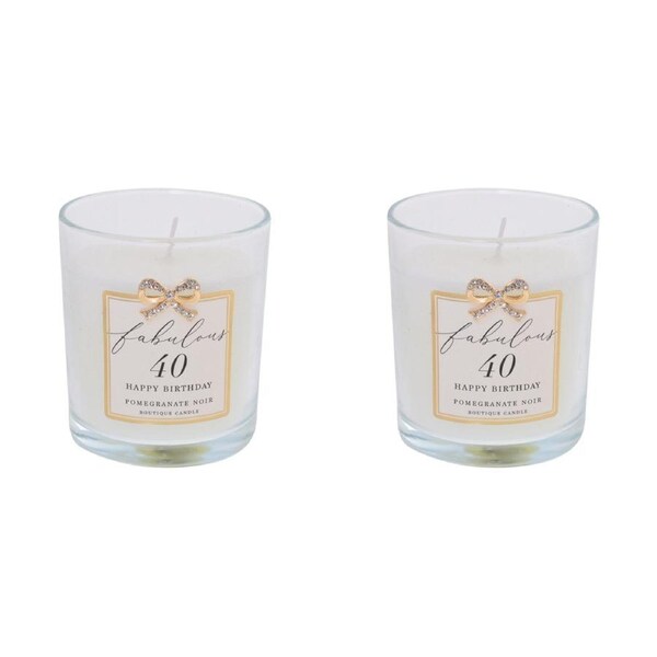 2x Gibson Gifts Jewelled Scented Candle Pomegranate Noir Scent 40th Birthday