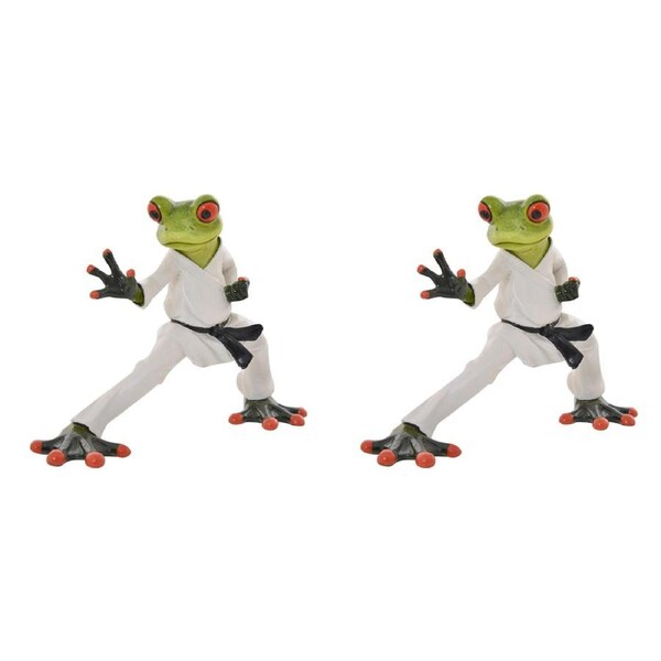 2x Gibson Gifts Funny Frog Karate Figurine Home Tabletop Display Decor 18x12cm