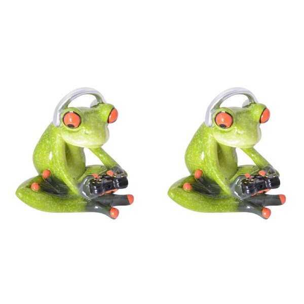 2x Gibson Gifts Funny Frog Gamer Figurine Home Tabletop Display Decor 9x8cm