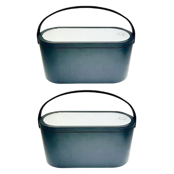 2x Gibson Gifts Beauty Storage Case w/ LED Mirror Black Cosmetic/Makeup Box