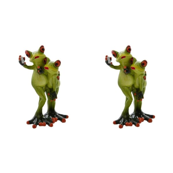 2x Gibson Gifts Funny Frog Selfie Figurine Home Tabletop Display Decor 15x11cm