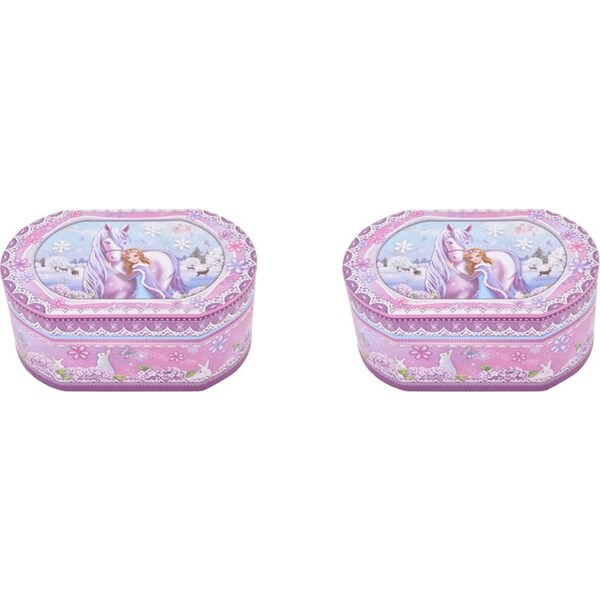 2x Gibson Gifts Girls Princess Oval Musical Jewelry Box Holder Organiser 15x11cm