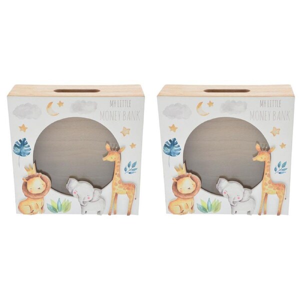 2x Gibson Gifts Little Moments Kids/Children Money Bank Educational Toy 19x19cm