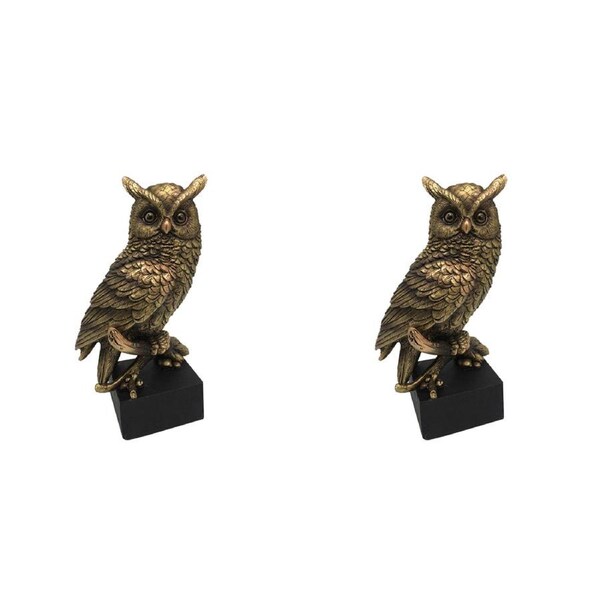 2x Gibson Gifts Owl Home/Room Decorative Tabletop Figurine Medium 22.5cm Bronze