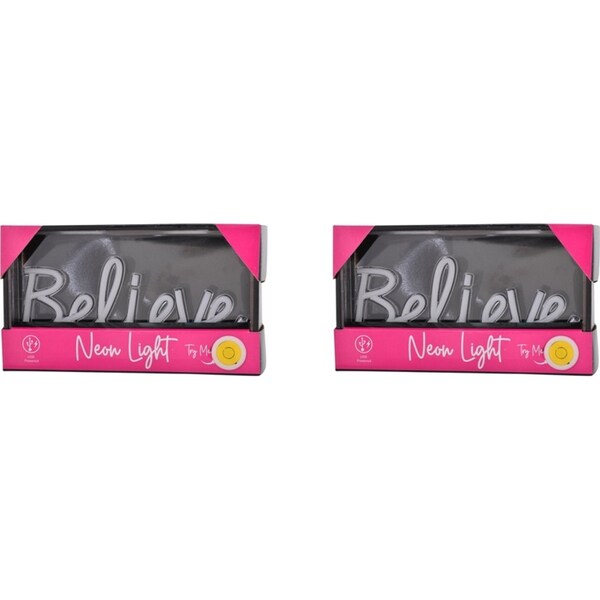 2x Gibson Gifts Believe LED Neon Sign Light Stand Home/Room 23cm Tabletop Decor