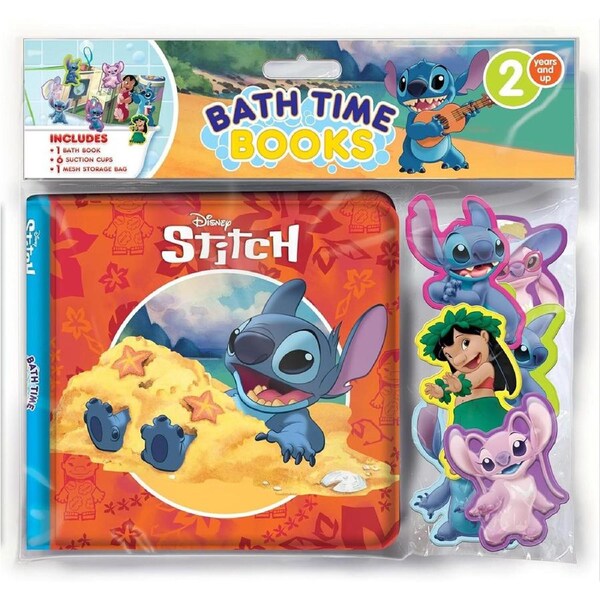 Disney Stitch Kids/Children Waterproof Bathtime Book w/ Figures/Bag Eva 3y+