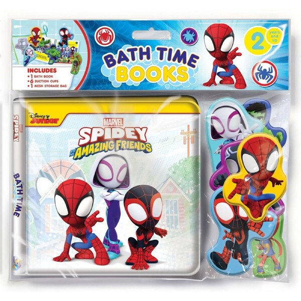 Marvel Spidey Or Spiderman Kids/Children Bathtime Book w/ Figures/Bag Eva 3+