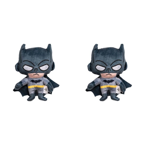 2x Batman Soft Plush Squeaking Dog Pet Interactive Fun Play Toy 20cm Grey/Black