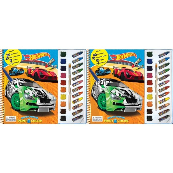 2x Mattel Hot Wheels Kids/Children Deluxe Poster Paint Fun Creative Kit 3y+