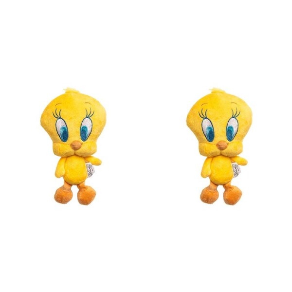 2x Looney Tunes Tweety Soft Plush Squeaking Dog Interactive Play Toy 20cm Yellow