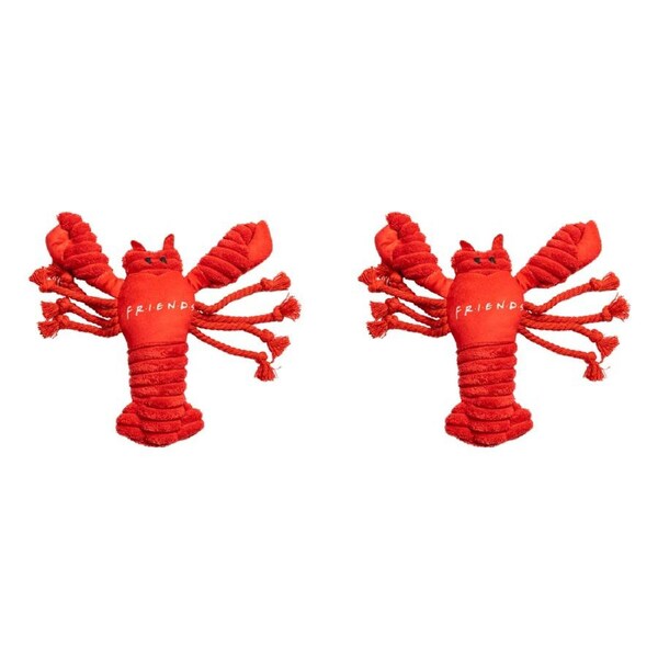 2x Friends Lobster Soft Plush Squeaking Dog Interactive Fun Play Toy 20cm Red