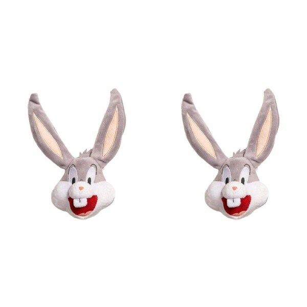 2x Looney Tunes Bugs Bunny Soft Plush Squeaking Dog Interactive Toy 20cm Grey