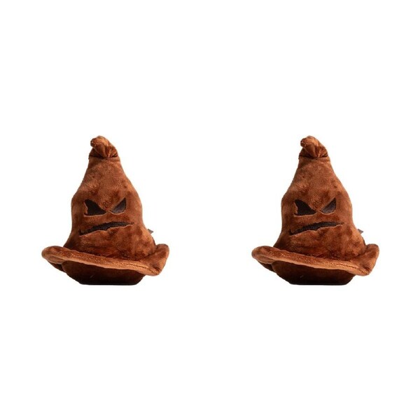 2x Harry Potter Sorting Hat Soft Plush Squeaking Dog Interactive Toy 20cm Brown
