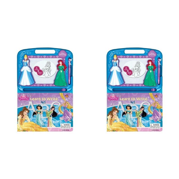 2x Disney Princess Abc Learning Series Kids Magnetic Drawing Pad w/ Book 3y+