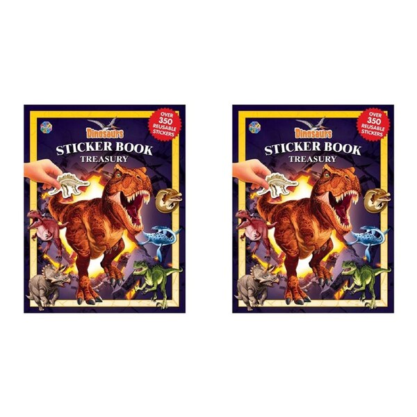 2x Dinosaurs Sticker Book Treasury Kids/Children Educational Activity Book 3y+