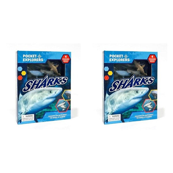 2x Sharks Pocket Explorers Kids/Children Educational Book w/ 4 Figurines 3y+