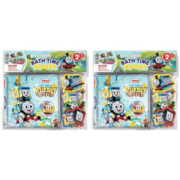 2x Mattel Thomas On The Go Kids/Children Bathtime Book w/ Figures/Bag Eva 3y+