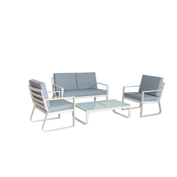 Coogee 4-Pieces Aluminium Outdoor Lounge Setting - White