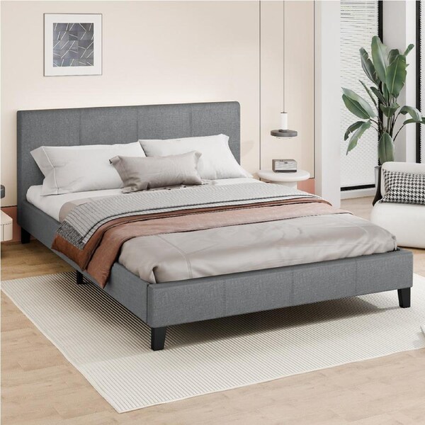 ALFORDSON Bed Frame Double Size Mattress Base Fabric Grey