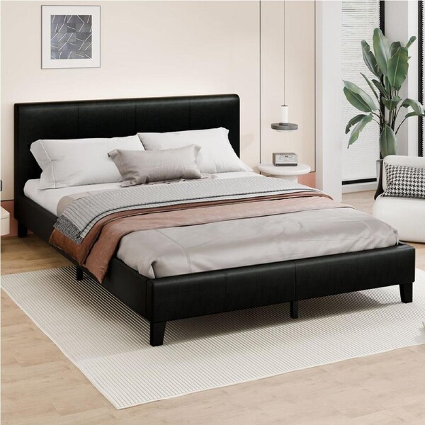 ALFORDSON Bed Frame King Size Base Platform Leather Black