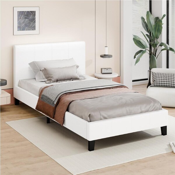 ALFORDSON Bed Frame King Single Size Base Platform Leather White