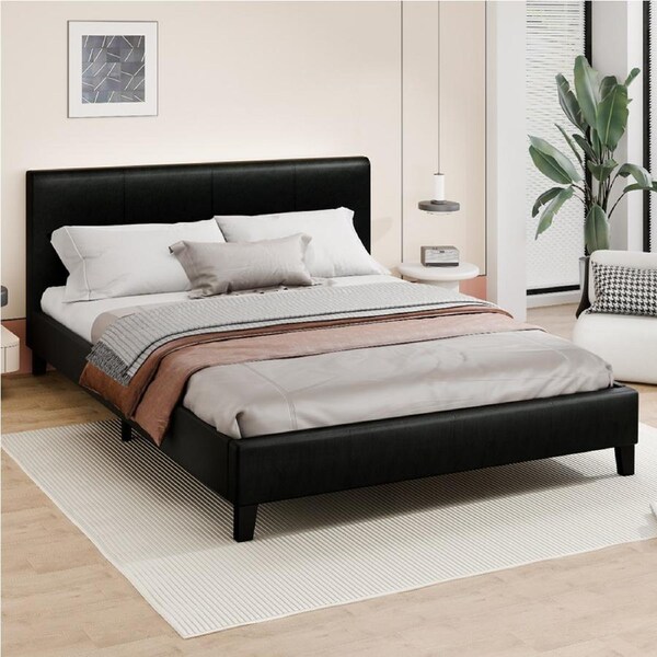 ALFORDSON Bed Frame Queen Size Base Platform Leather Black